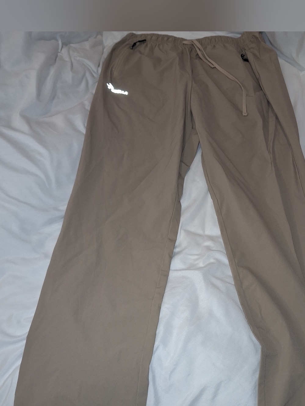 Pudolla Tan Joggers Drawstring Zipper Pocket Large